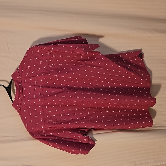 Van Heusen, mauve colored, palm tree patterned, short sleeved, button down, shir - Picture 5 of 5